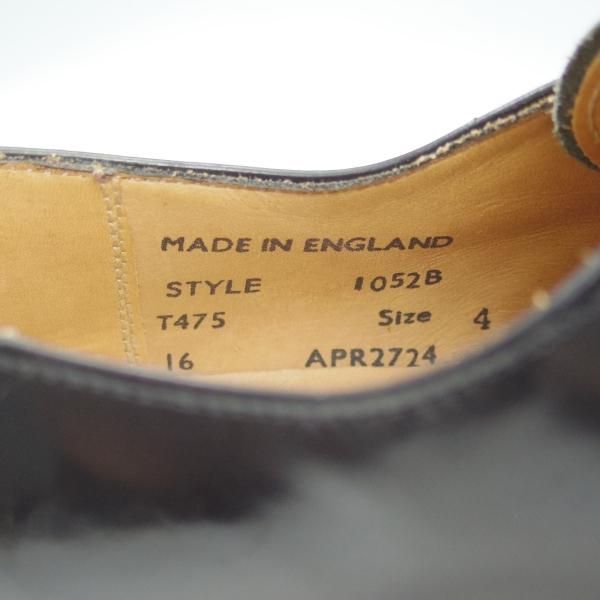 極美品★(英)サンダース(レディース) UK4【★プレーントゥ/1052B】ポリッシュ カーフ/T475/ブラック/SANDERS★b592