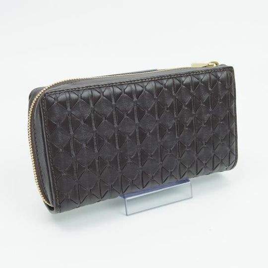極美品★(伊)SERAPIAN/セラピアン【★長財布/L字 ファスナー】ブラウン/メッシュ/レザー/本革/ウォレット/メンズ レディース兼★b606