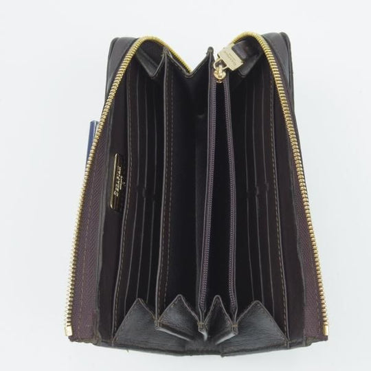 極美品★(伊)SERAPIAN/セラピアン【★長財布/L字 ファスナー】ブラウン/メッシュ/レザー/本革/ウォレット/メンズ レディース兼★b606