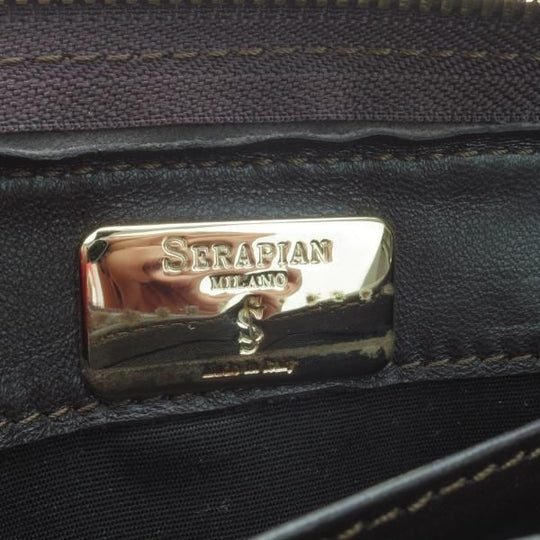 極美品★(伊)SERAPIAN/セラピアン【★長財布/L字 ファスナー】ブラウン/メッシュ/レザー/本革/ウォレット/メンズ レディース兼★b606