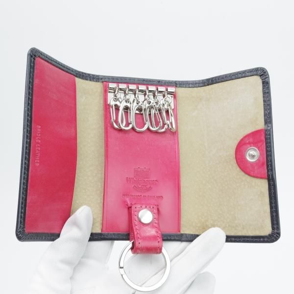 ほぼ新品★ホワイトハウスコックス【★キーケース/黒×赤/ブライドルレザー仕様】レザー/メンズ/Whitehouse Cox★b607