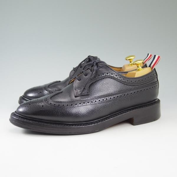 美品★トムブラウン UK6.5/US7.5【★定価13万円(英)サンダース製/THOM BROWNE/ぺブルグレイン】ロングウイングチップ/SANDERS★b609