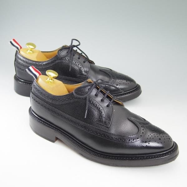 美品★トムブラウン UK6.5/US7.5【★定価13万円(英)サンダース製/THOM BROWNE/ぺブルグレイン】ロングウイングチップ/SANDERS★b609