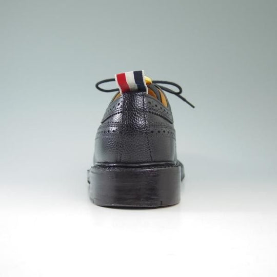 美品★トムブラウン UK6.5/US7.5【★定価13万円(英)サンダース製/THOM BROWNE/ぺブルグレイン】ロングウイングチップ/SANDERS★b609
