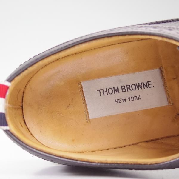 美品★トムブラウン UK6.5/US7.5【★定価13万円(英)サンダース製/THOM BROWNE/ぺブルグレイン】ロングウイングチップ/SANDERS★b609