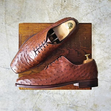 新品★(伊)テストーニ SIZE 6.5【定価38.8万円★オーストリッチ仕様/ブラックラベル】ホールカット/a.testoni★b633