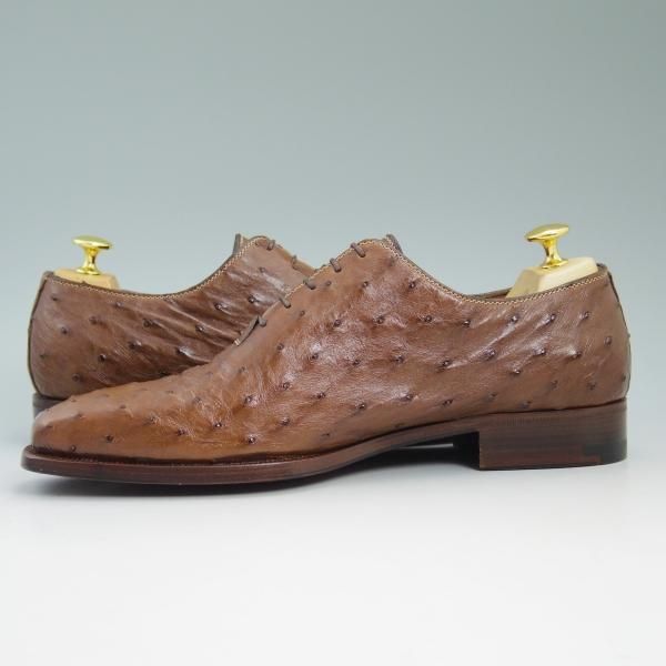 新品★(伊)テストーニ SIZE 6.5【定価38.8万円★オーストリッチ仕様/ブラックラベル】ホールカット/a.testoni★b633