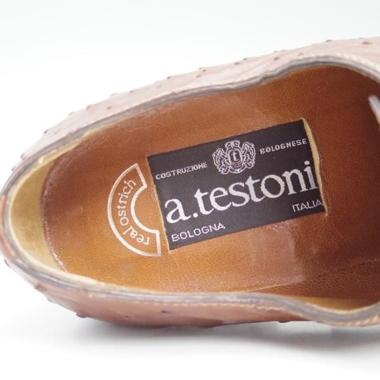 新品★(伊)テストーニ SIZE 6.5【定価38.8万円★オーストリッチ仕様/ブラックラベル】ホールカット/a.testoni★b633