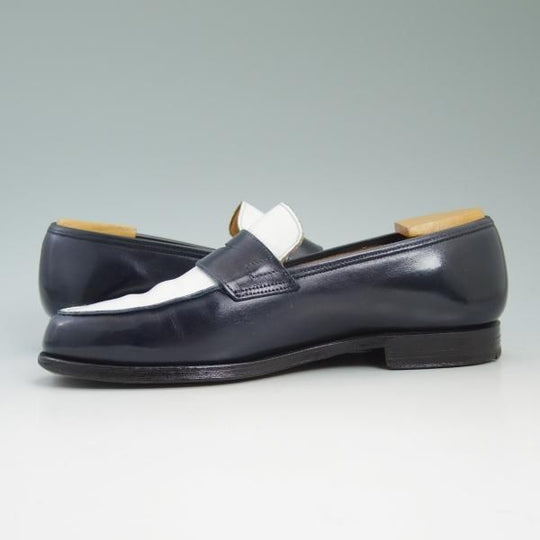 極上★クロケット&ジョーンズ 5.5E【★紺×白コンビ/POOLE/プール】366ラスト/コインローファー/Crockett&Jones★b644