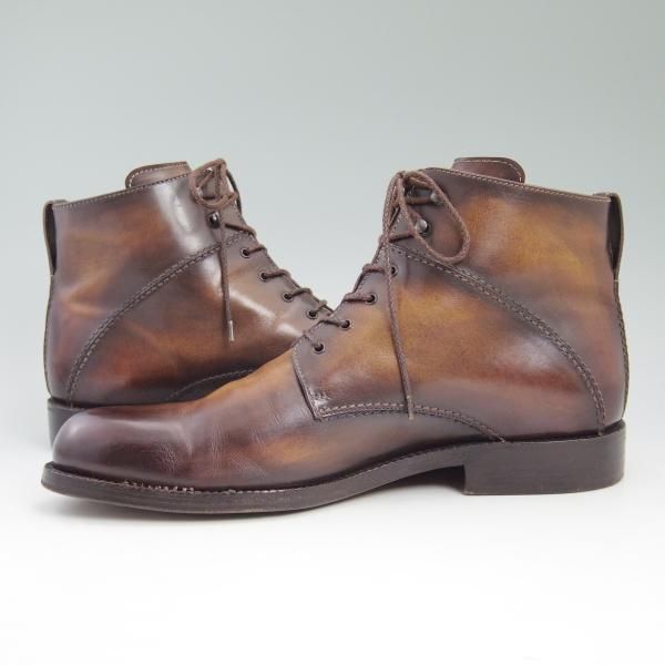 美品★ベルルッティ SIZE 10【★グッドイヤーウェルテッド製法/パティーヌ】プレーントゥ/ブーツ/ヴェネチアレザー/カーフ/Berluti★b645
