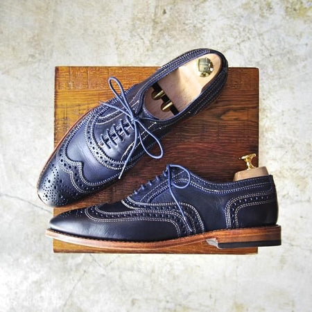 新品★(米)アレンエドモンズ 8D【オイルドレザー仕様★SHIPS/シップス別注】Neumok/フルブローグ/紺/ALLEN EDMONDS★b649
