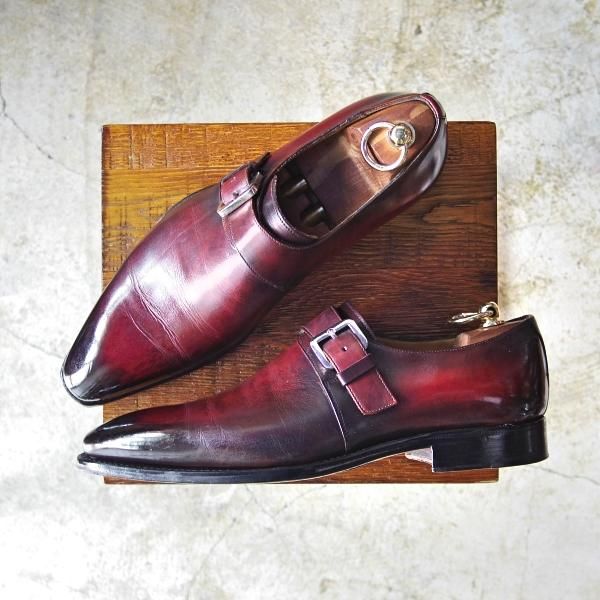 極上★(伊)ナポリターノ ラケーレ SIZE 7【★定価15万円程度】バーガンディー/モンクストラップ/NAPOLITANO RACHELE★b677