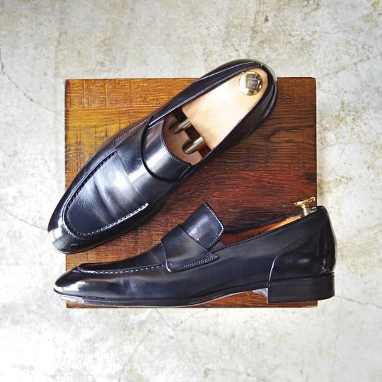極美品★(伊)サントーニ SIZE 5【★ローファー/カーフ】スリッポン/Santoni★b678