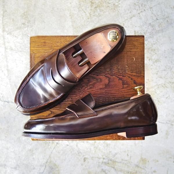 極美品★クロケット＆ジョーンズ US10E/UK9.5程度【定価￥128,520-★コードバン/ダークブラウン】ラルフローレン/パープルレーベル/Crockett＆Jones★b700