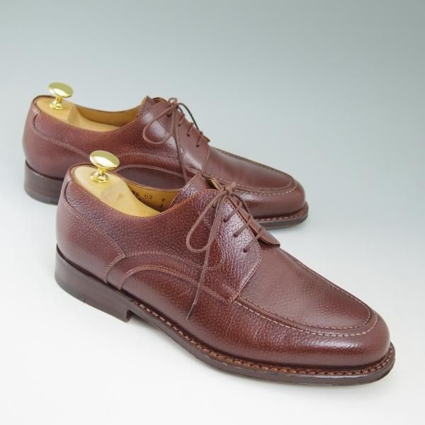 極美品★サントーニ SIZE 5.5【★ブラックラピド製法/CLASSICOライン】Uチップ/シボ革/スコッチグレイン/ヒドゥンチャネル/Santoni★b713