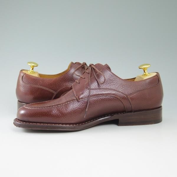 極美品★サントーニ SIZE 5.5【★ブラックラピド製法/CLASSICOライン】Uチップ/シボ革/スコッチグレイン/ヒドゥンチャネル/Santoni★b713