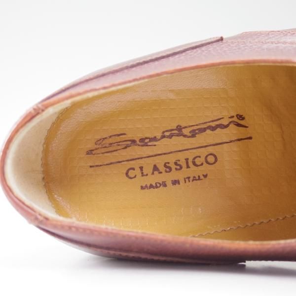 極美品★サントーニ SIZE 5.5【★ブラックラピド製法/CLASSICOライン】Uチップ/シボ革/スコッチグレイン/ヒドゥンチャネル/Santoni★b713