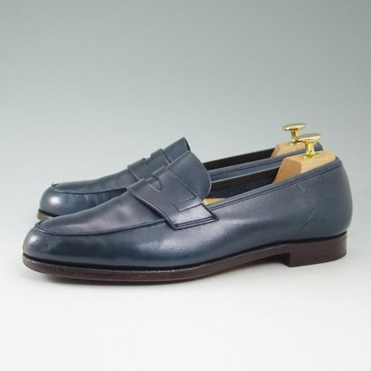 美品★クロケット＆ジョーンズ 7.5E【★ポールスミス コレクション別注/Paul Smith】ネイビー/コインローファー/Crockett＆Jones★b714