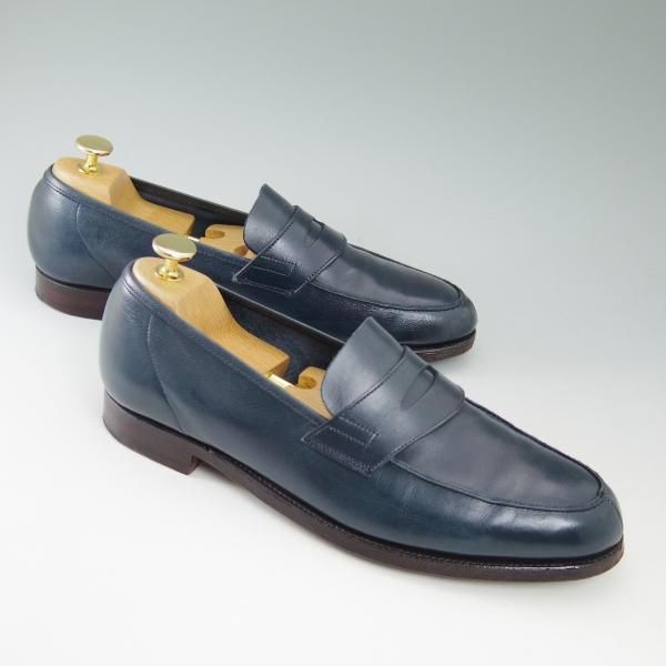 美品★クロケット＆ジョーンズ 7.5E【★ポールスミス コレクション別注/Paul Smith】ネイビー/コインローファー/Crockett＆Jones★b714