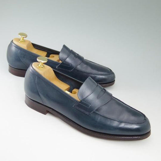 美品★クロケット＆ジョーンズ 7.5E【★ポールスミス コレクション別注/Paul Smith】ネイビー/コインローファー/Crockett＆Jones★b714