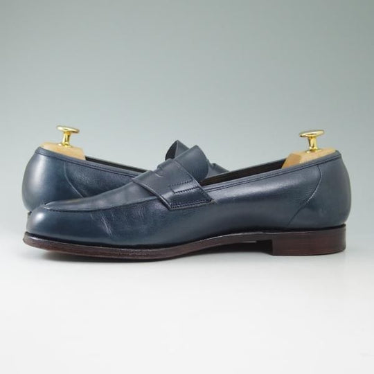 美品★クロケット＆ジョーンズ 7.5E【★ポールスミス コレクション別注/Paul Smith】ネイビー/コインローファー/Crockett＆Jones★b714