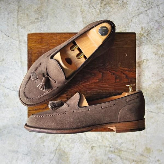 極上★チャーチ 75F/UK7.5【★フォスバリー/FOSBURY】93ラスト/4都市ロゴ/スエード/タッセルローファー/Church's★b725