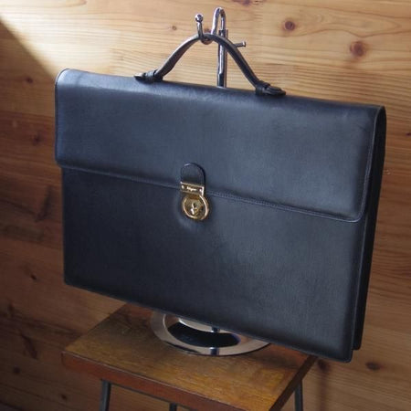 極上★(伊)サルヴァトーレ・フェラガモ/Ferragamo【★鞄】ブリーフケース/レザー 黒/メンズ ビジネス バッグ/Salvatore★N4971