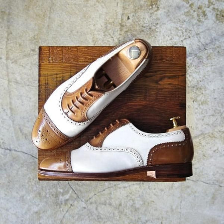 極上★ロイドフットウェア 5.5E【★コンビカラー/英国製】セミブローグ/カーフ/Lloyd Footwear★b758