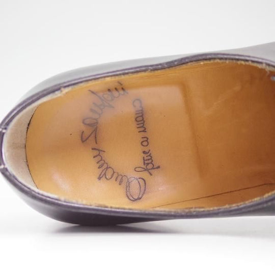 美品★(伊)サントーニ SIZE 6.5【★ホールカット/7857】カーフ/Santoni★b777