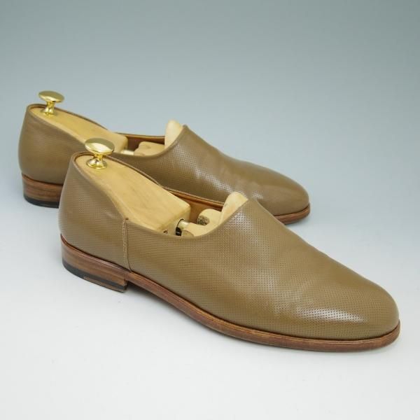 美品★(伊)F.LLIジャコメッティ SIZE 39【★スリッポン/FG294】ローファー/パンチングレザー/フラテッリ/Giacometti★b778