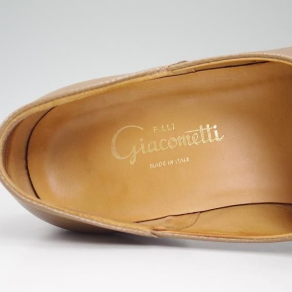 美品★(伊)F.LLIジャコメッティ SIZE 39【★スリッポン/FG294】ローファー/パンチングレザー/フラテッリ/Giacometti★b778