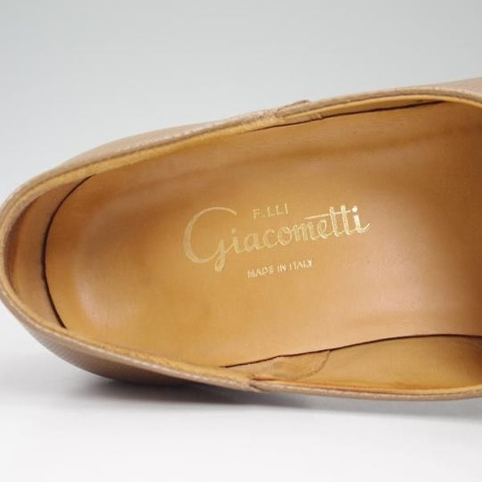 美品★(伊)F.LLIジャコメッティ SIZE 39【★スリッポン/FG294】ローファー/パンチングレザー/フラテッリ/Giacometti★b778