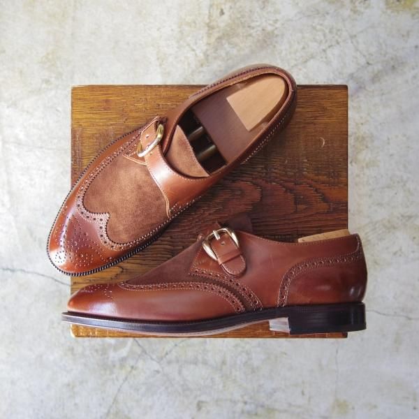 未使用★ヤンコ UK7程度/SIZE 25.5【★グッドイヤーウェルテッド製法/コンビ仕様】モンクストラップ/cosido goodyear/YANKO★b783