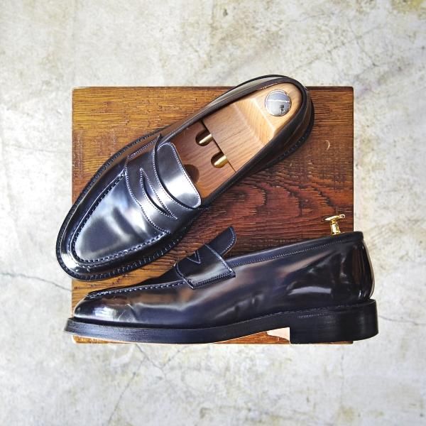 極美品★トリッカーズ SIZE 6.5【★コードバン仕様/濃紺〜ほぼ黒/ダークネイビー色/M7167】コインローファー/Tricker's★b784