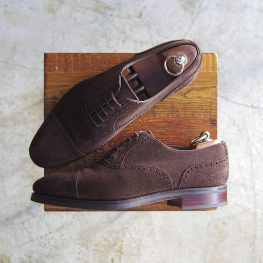 極美品★CARMINA/カルミナ SIZE 7.5【★スエード/セミブローグ】10051/RAIN/ANTE/GOMA/MARRON★b792