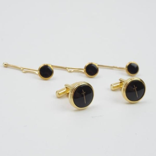 未使用★(英)GIEVES & HAWKES【★オニキス/カフス&スタッドボタン セット】カフリンクス/カフスボタン/ブラック/ギーブス&ホークス★b766