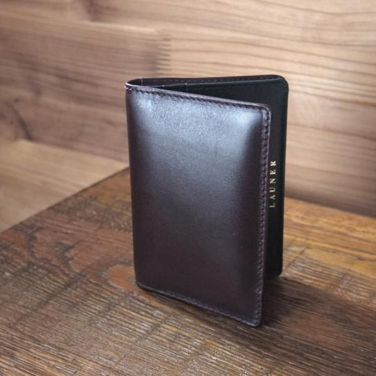 未使用★(英)LAUNER/ロウナー【★濃茶×緑/2トーン/名刺入れ】ダークブラウン×グリーン/レザー/カードケース★b794