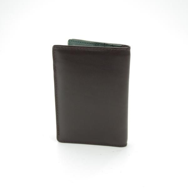 未使用★(英)LAUNER/ロウナー【★濃茶×緑/2トーン/名刺入れ】ダークブラウン×グリーン/レザー/カードケース★b794