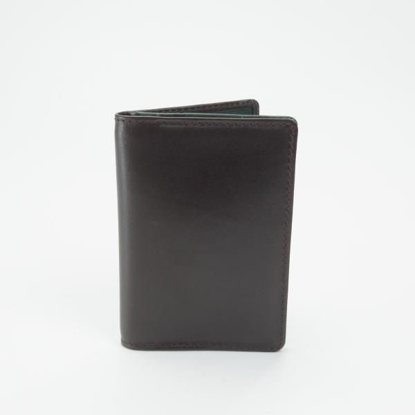 未使用★(英)LAUNER/ロウナー【★濃茶×緑/2トーン/名刺入れ】ダークブラウン×グリーン/レザー/カードケース★b794