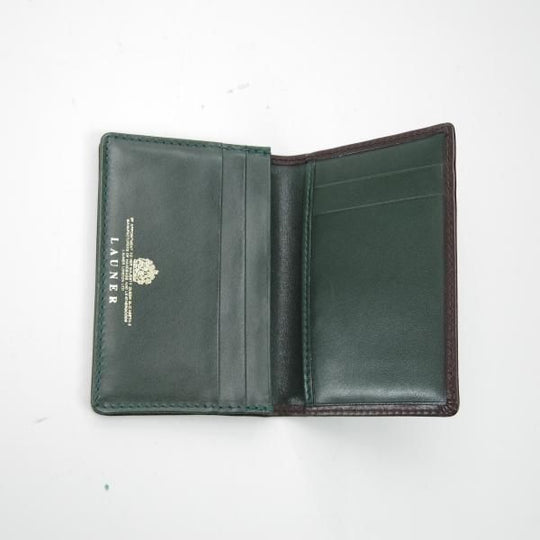 未使用★(英)LAUNER/ロウナー【★濃茶×緑/2トーン/名刺入れ】ダークブラウン×グリーン/レザー/カードケース★b794