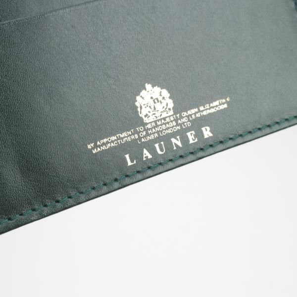 未使用☆(英)LAUNER/ロウナー【☆濃茶×緑/2トーン/名刺入れ】ダーク