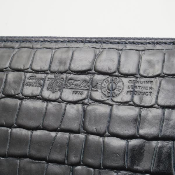 未使用★フェリージ/Felisi【★913/長財布/ロングウォレット/クロコ型押し】レザー/本革/ネイビー/ウォレット/メンズ レディース兼★b795