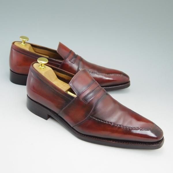 極上★(伊)メッカリエロ SIZE 7【★スキンステッチ/パティ—ヌ】フルストラップ/コインローファー/メッカリエッロ/MECCARIELLO★b796