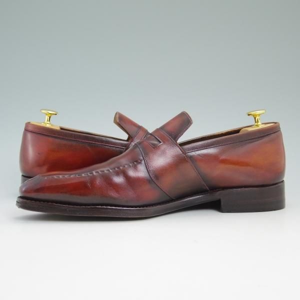 極上★(伊)メッカリエロ SIZE 7【★スキンステッチ/パティ—ヌ】フルストラップ/コインローファー/メッカリエッロ/MECCARIELLO★b796