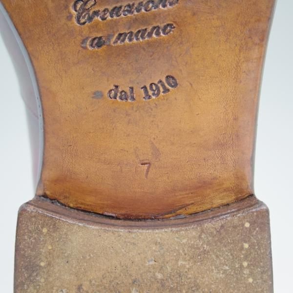 極上★(伊)メッカリエロ SIZE 7【★スキンステッチ/パティ—ヌ】フルストラップ/コインローファー/メッカリエッロ/MECCARIELLO★b796