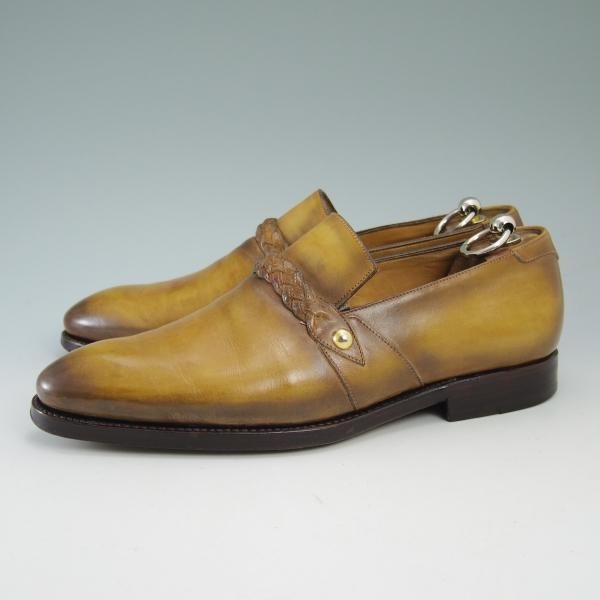 美品★(伊)メッカリエロ SIZE 7【★パティーヌ/ローファー】スリッポン/カーフ/メンズ/MECCARIELLO★b818