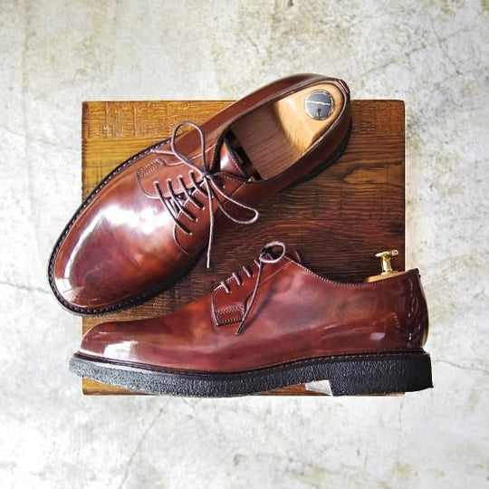 ★(伊)ブルネロクチネリ SIZE 40.5【定価30万円以上★コードバン/マホガニー系色】プレーントゥ/BRUNELLO CUCINELLI★b820