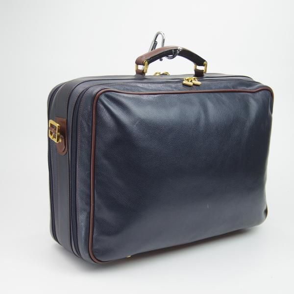 極上★ダンヒル/DUNHILL【★貴重!!オーバーナイトバッグ】ブリーフケース/ショルダー付/ネイビー/メンズ ビジネス バッグ★N4994