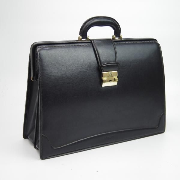 希少 アクアスキュータム ダレスバッグ ブラック レザー 自立 ビジネスバッグ 極上☆アクアスキュータム/Aquascutum【☆ダレスバッグ】黒/メンズ