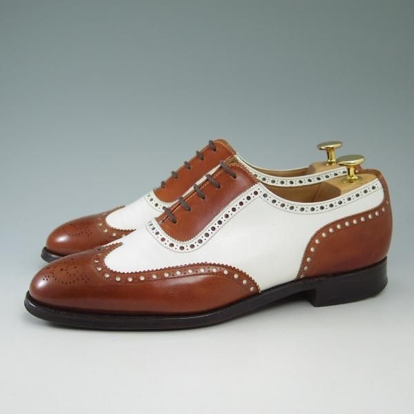 極上★クロケット&ジョーンズ7E【★英)ニュー&リングウッド別注/New&Lingwood】チャネル仕上げ/コンビ色/フルブローグCrockett&Jones★b844